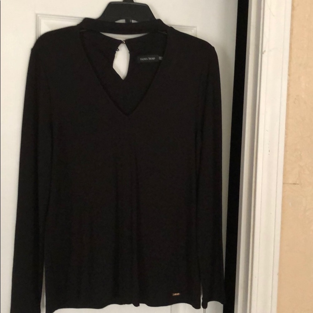 NWT Ivanka Trump long sleeve choker neckline top